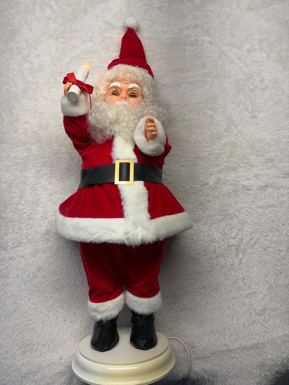 1991 Rennoc Animated Christmas Santa 24" Motion Lights Candle tested works.